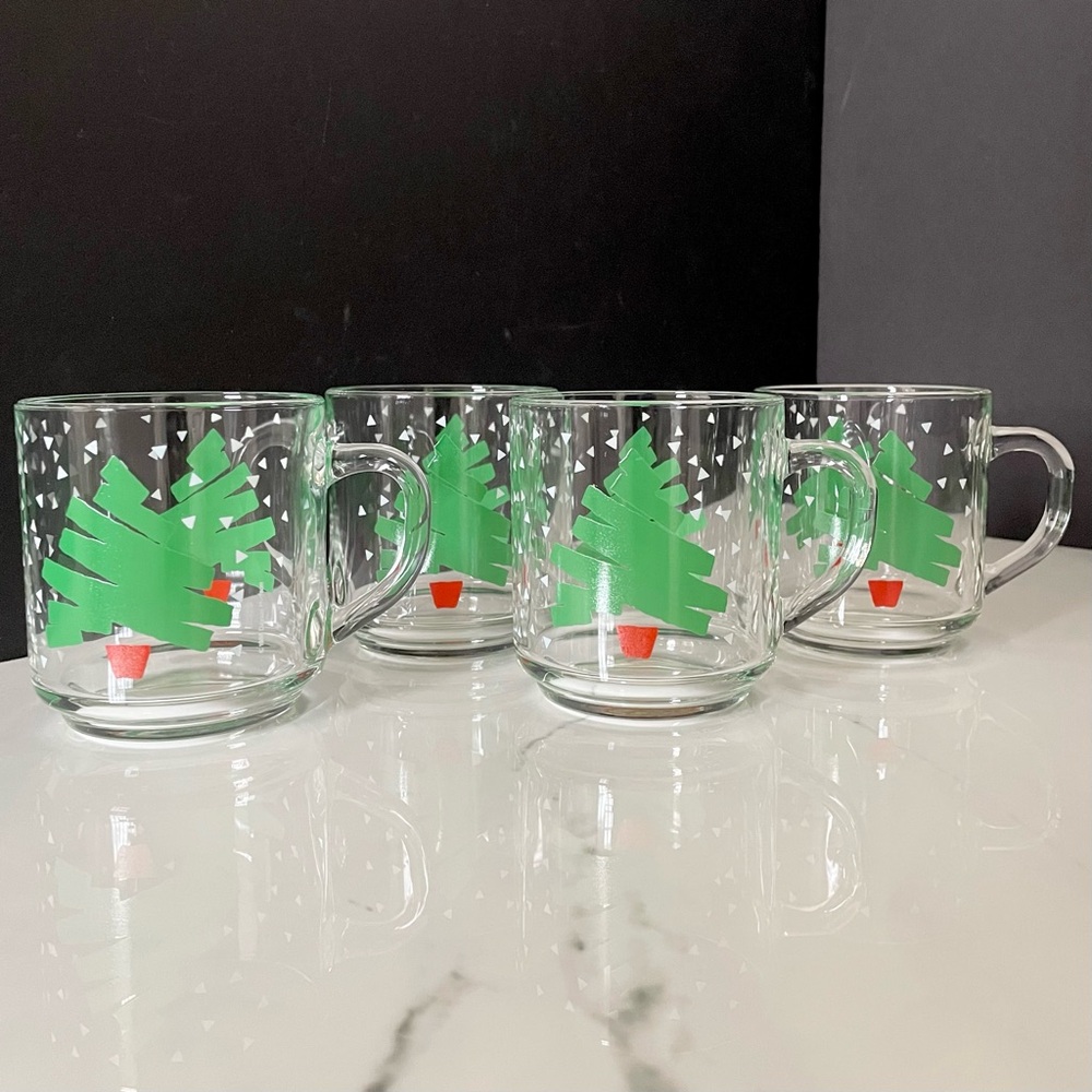 SET of 4 Christmas Tree Mugs - Luminarc for Dayton Hudson